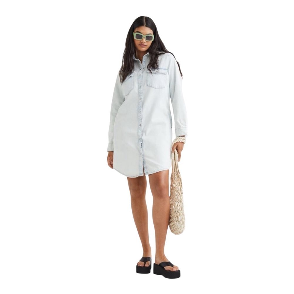 H&M &DENIM chambray dress 6 button